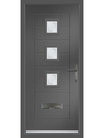 A Monza 3 Square Centre composite front door in anthracite grey with Edge glass