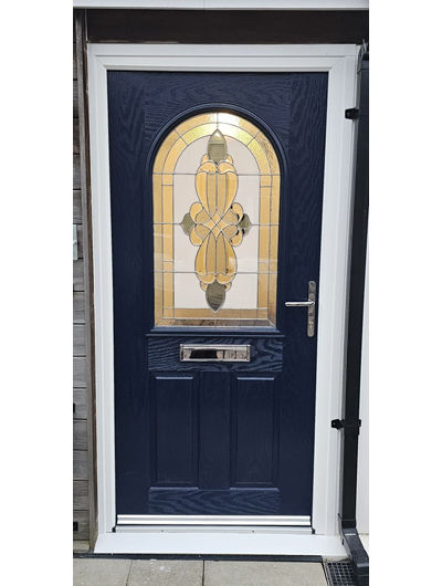 Traditional composite door in dark blue