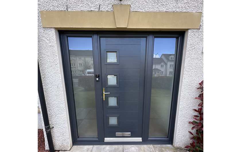 Monza composite front door and two side panels in anthracite grey