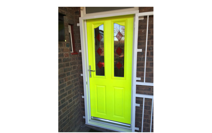 Composite door in Luminous Yellow