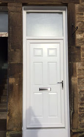 Leeds Solid white upvc front door with toplight