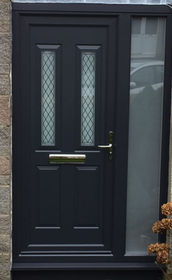 Leeds Shannon anthracite grey upvc front door with side panel