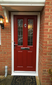 Dorset Silver Georgian Fret red composite front door