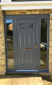 Sussex Anice slate grey composite front door with side panels