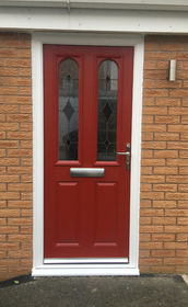 Somerset Black Sextet red composite front door