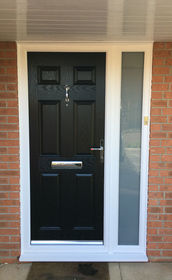 Kent black composite front door with side panel