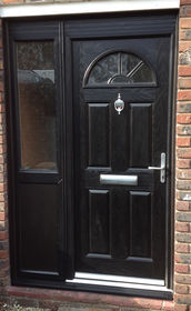 Essex black composite front door with side panel