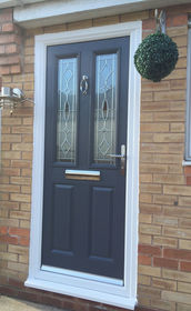 Dorset Silver Triple Glass slate grey composite front door