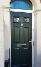 Sussex Green Fusion Ellipse green composite front door with toplight