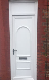 Lewisham Solid white upvc front door with top panel