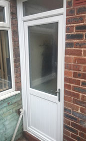 Cardiff Attina white upvc back door with toplight