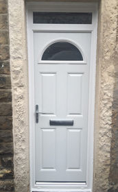 Surrey Anice white composite front door with toplight