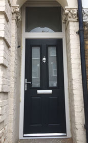 Dorset Anice anthracite grey composite front door with toplight