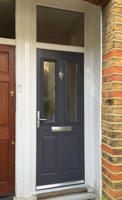 Sussex Anice slate grey composite front door with toplight