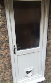 Plymouth Attina white upvc back door with catflap