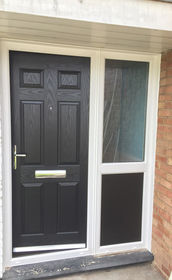 Kent black composite front door with side panel