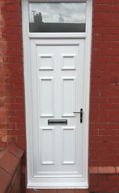 Newham Solid white upvc front door with toplight