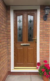 Wiltshire Green Sextet oak composite front door