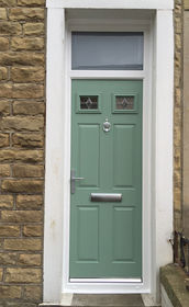 Sussex Prism chartwell green composite front door with toplight