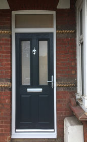 Dorset Anice anthracite grey composite front door with toplight