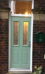 Dorset Clear Diamond chartwell green composite back door with toplight