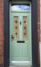 Dorset Black Sextet chartwell green composite front door with toplight