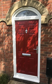 Kent red composite front door with arched toplight