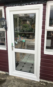 Fully Glazed with Midrail white upvc back door