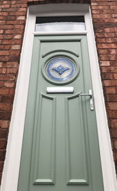 Redbridge Dexter chartwell green upvc front door with toplight