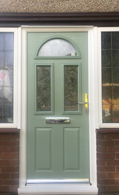 Lothian Anice chartwell green composite front door with flag windows