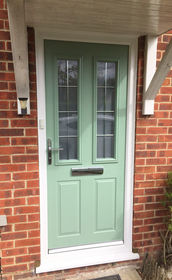 Dorset Silver Georgian Fret chartwell green composite front door