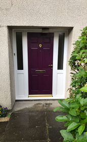 Kent aubergine composite front door with side panels