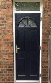 Essex blue composite back door with toplight