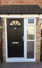 Essex black composite front door with side panel & window