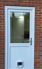 Cardiff Attina white upvc back door with catflap