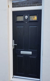 Sussex Anice black composite front door with toplight