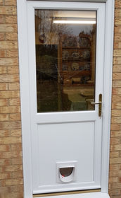 Plymouth Attina white upvc back door with catflap