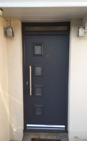 Gloucester Anice slate grey composite back door with toplight