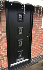 Worcester Black Sextet black composite front door