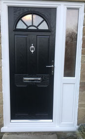 Essex black composite front door with side panel