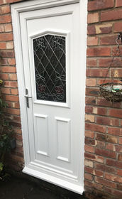 Aberdeen Bias white upvc back door