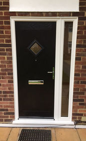 Suffolk Anice black composite front door with side panel