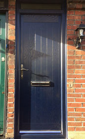 Norfolk blue composite front door with toplight