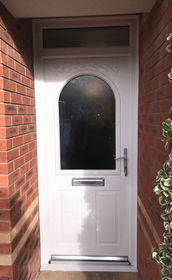 Devon Anice white composite front door with toplight