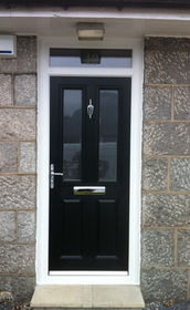 Dorset Anice black composite front door with toplight