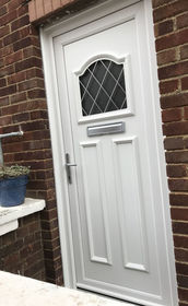 Glasgow Diamond Lead white upvc front door