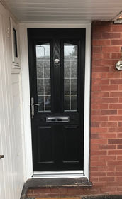 Wiltshire Silver Georgian Fret black composite front door