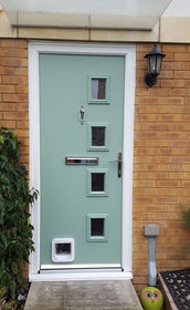 Gloucester Anice chartwell green composite front door with catflap