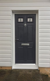 Sussex Green Sextet slate grey composite front door