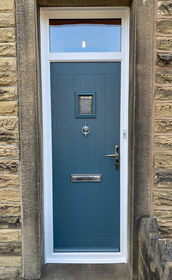 Cheshire Kensington midnight composite front door with toplight